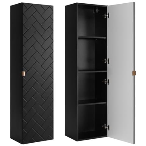 | Mobili da bagno | Nero opaco | L /A /D ca. 35/136/27 cm | Mobili da bagno, mobile da bagno, armadio alto da bagno | 1 anta Softclose - Foto 1