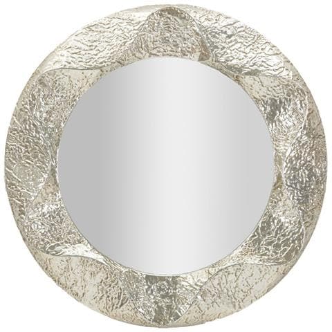 Specchio Da Parete Argelux Rotondo Con Cornice Argento Martellato 112 Cm - Foto 1