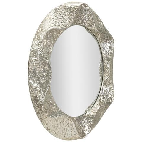 Specchio Da Parete Argelux Rotondo Con Cornice Argento Martellato 112 Cm - Foto 2