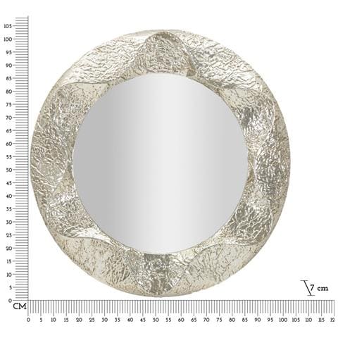 Specchio Da Parete Argelux Rotondo Con Cornice Argento Martellato 112 Cm - Foto 7