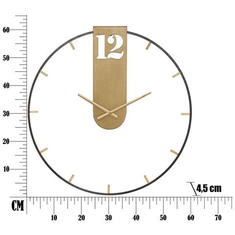 Orologio Da Parete Goldy In Ferro Nero E Oro Stile Glam - Foto 2