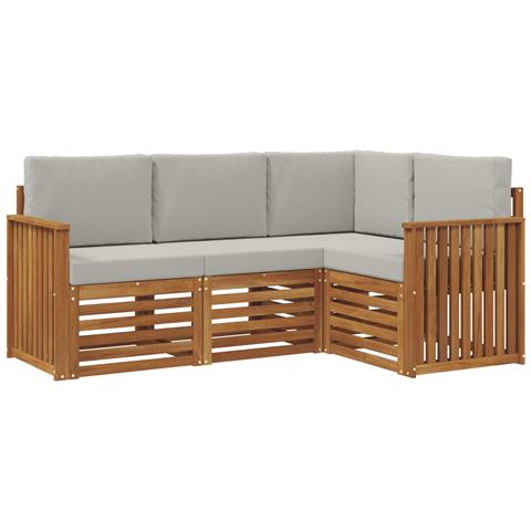 Set divani con cuscino 4 pcs Grigio Naturale e Chiaro - Foto 1