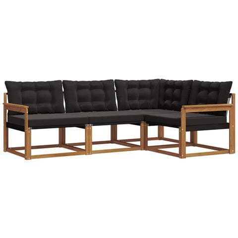 Set di divani con cuscino 4 pcs Naturale e Nero - Foto 1