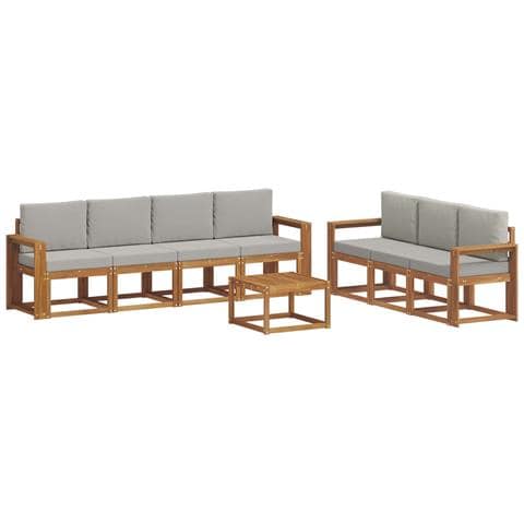 Set di divani da esterno 8 pcs Grigio Naturale e Chiaro - Foto 1