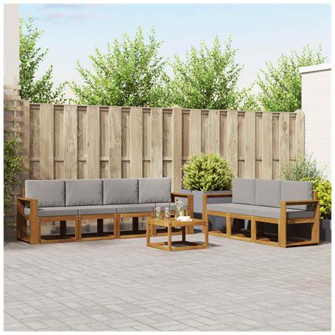 Set di divani da esterno 8 pcs Grigio Naturale e Chiaro - Foto 2