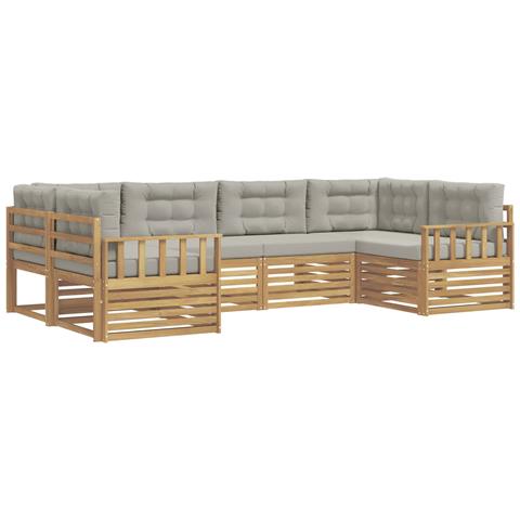Set di divani da esterno 6 pcs Bianco e Grigio Chiaro - Foto 1