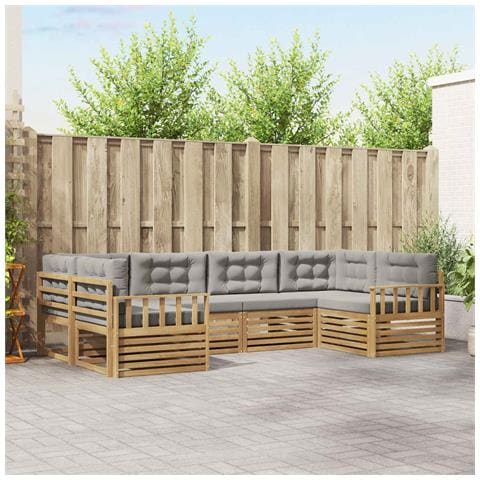 Set di divani da esterno 6 pcs Bianco e Grigio Chiaro - Foto 2