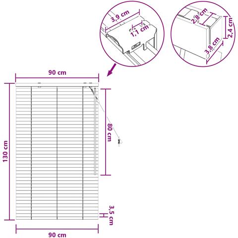 Tenda Veneziana Marrone Scuro 90 x 130 cm 35 mm - Foto 9
