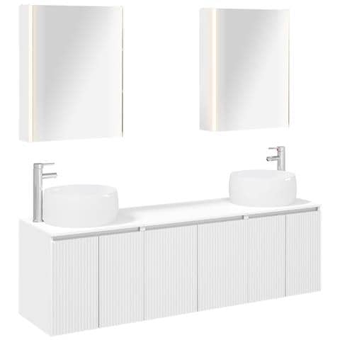 Set di Armadi da Bagno 5 pcs Bianco Legno ingegnerizzato - Foto 1