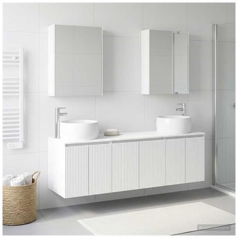 Set di Armadi da Bagno 5 pcs Bianco Legno ingegnerizzato - Foto 2