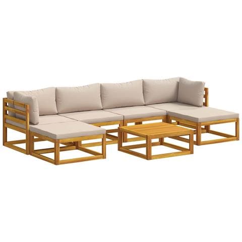 Set di divani 7 pz Naturale Legno di Acacia Massello - Foto 1