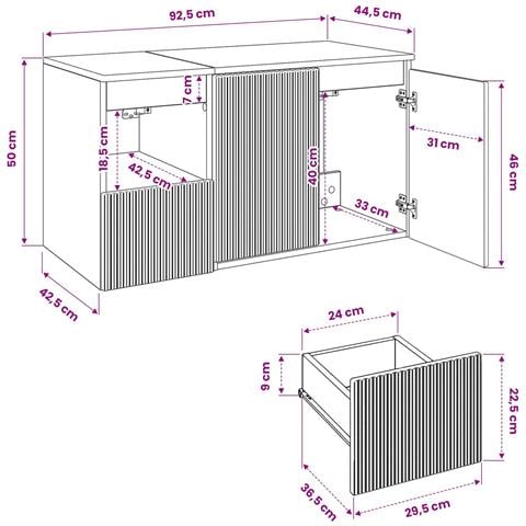 Set di mobili per il bagno 2 pz Grigio Cemento - Foto 2