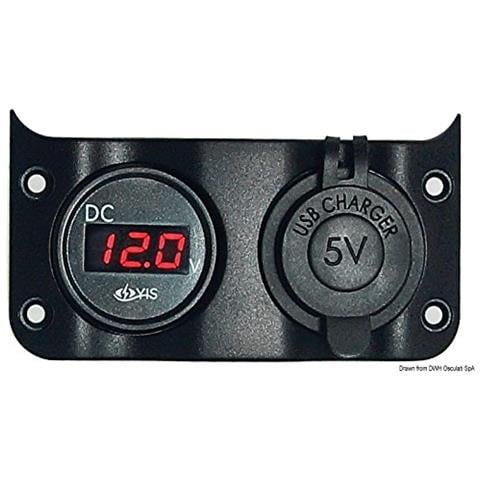 Voltometro 3/30 V + presa USB doppia - Foto 1