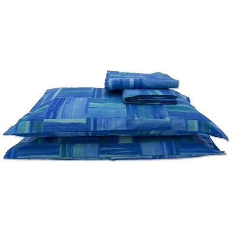 Copripiumino Sacco Piumone In 100% Cotone Disegno Varazze Matrimoniale Azzurro - Foto 5