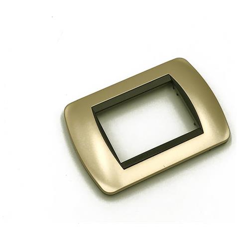 1 Placca Muro 3 Posti Moduli Oro Opaco Compatibile Tipo Bticino Living - Foto 1