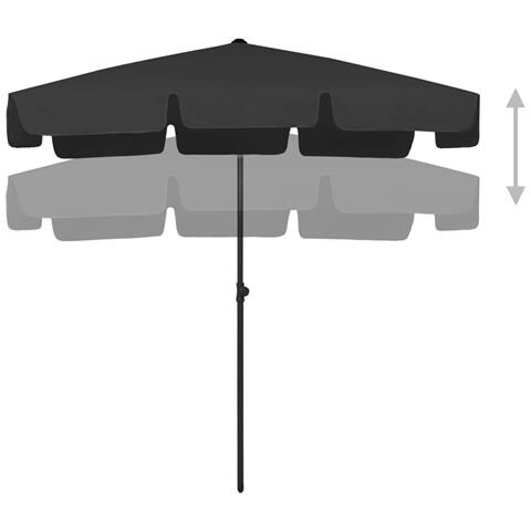 Ombrellone da Spiaggia Nero 200x125 cm - Foto 2