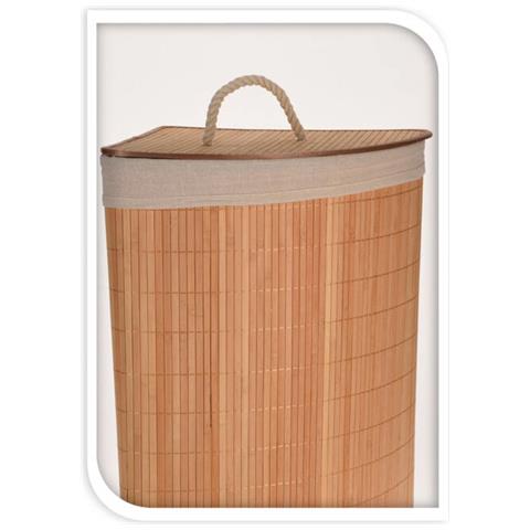 Cestino Portabiancheria In Stile Scandinavo, Bambù, 72 L - Foto 2