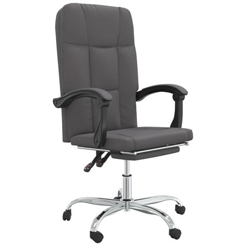 Poltrona da Ufficio Reclinabile Grigia in Similpelle - Foto 1