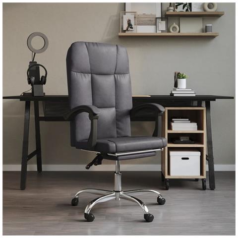 Poltrona da Ufficio Reclinabile Grigia in Similpelle - Foto 10