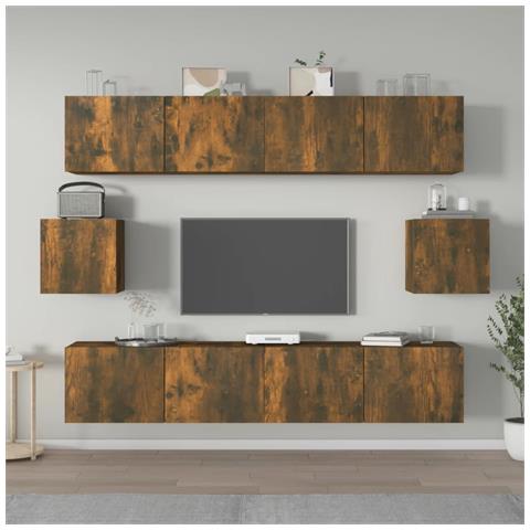 Set Di Mobili Porta Tv 6 Pz Rovere Fumo In Legno Multistrato - Foto 14