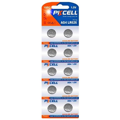 Pkcell Batteria Pila Alcalina Ag4, Lr626, G4, 177 , 376 1.5v Confezione Da 10 Pezzi - Foto 1