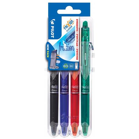 FriXion Ball Clicker 0.7 Nero, Blu, Verde, Rosso 4 Pezzi - Foto 1