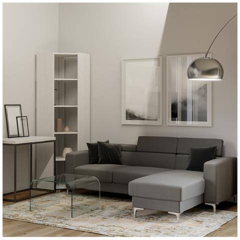 Libreria Kato Angolo A Bianco Frassino 6 Ripiani 2 Fianchi + 2 Fasce Retro - Foto 3