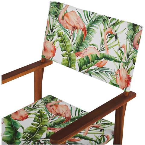 Set Di 2 Sedie Legno Di Acacia Scuro Motivo Fenicotteri Cine - Foto 6