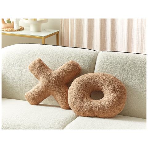 Set Di 2 Cuscini Hesperis Bouclé Marrone Chiaro Tinta Unita - Foto 1