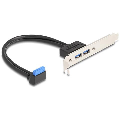 Staffa per slot 1 x USB 5 Gbps pin header femmina a 90° angolato a 2 x USB 5 Gbps Tipo-A femmina da 50 cm - Foto 2