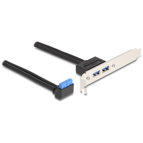 Staffa per slot 1 x USB 5 Gbps pin header femmina a 90° angolato a 2 x USB 5 Gbps Tipo-A femmina da 50 cm - Foto 1