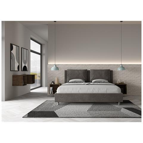 Letto Contenitore Imbottito 180x200 Microfibra Grigio Antea - Foto 2