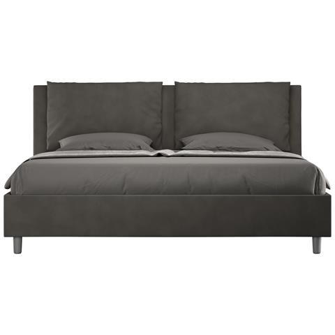Letto Contenitore Imbottito 180x200 Microfibra Grigio Antea - Foto 1