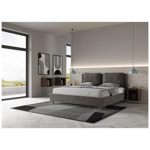 Letto Contenitore Imbottito 180x200 Microfibra Grigio Antea - Foto 4