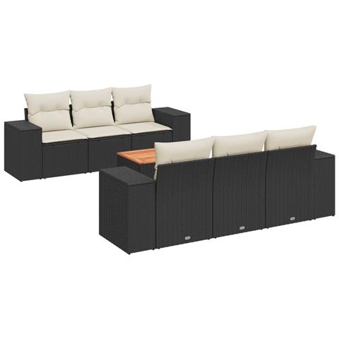 Set Divani da Giardino con Cuscini 7pz Nero Polyrattan - Foto 1