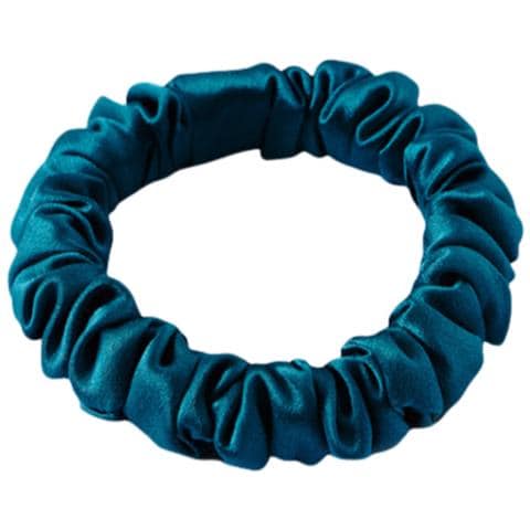Set Di 2 Elastici Per Capelli In Pura Seta Di Gelso Per Donna Blue - Foto 1