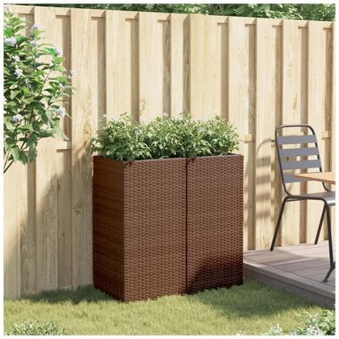 Fioriere Da Giardino 2 Pz Marrone 40x40x80 Cm In Polyrattan - Foto 3