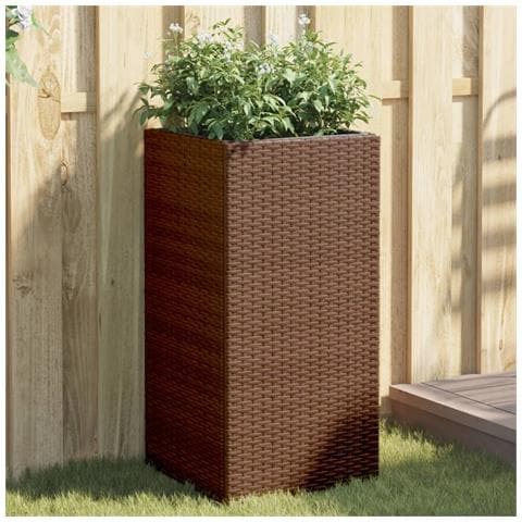 Fioriere Da Giardino 2 Pz Marrone 40x40x80 Cm In Polyrattan - Foto 1