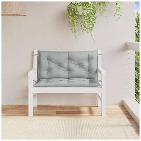 Cuscini Panca Giardino 2pz Grigio Chiaro Mélange 100x50x7 Cm - Foto 3