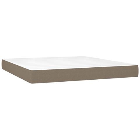 Letto a Molle con Materasso e LED Tortora 180x200 cm in Tessuto - Foto 8