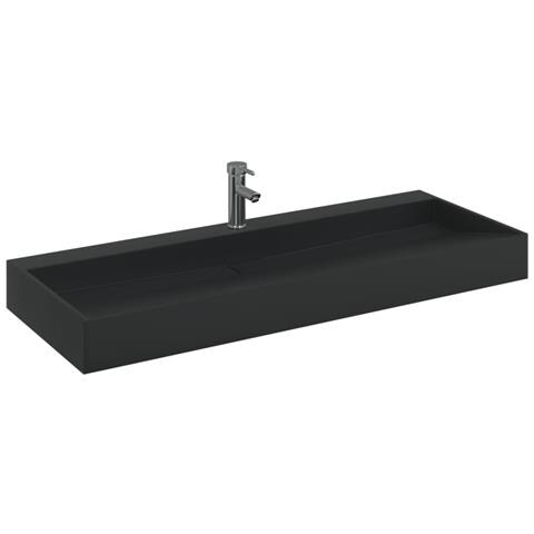Lavandino 120x46x11 Cm Blocco In Marmo/minerale Nero Opaco - Foto 3