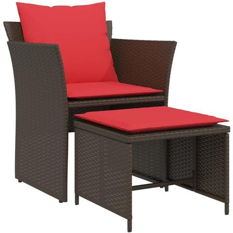 Sedia Da Giardino Con Poggiapiedi In Polyrattan Marrone - Foto 2