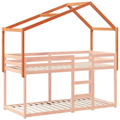 Tetto Letto Bambini Marrone Cera 203x95,5x142 Cm Massello Pino - Foto 3