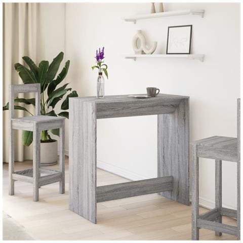 Tavolo Da Bar Grigio Sonoma 102x50x103,5cm In Legno Multistrato - Foto 3