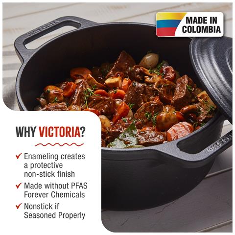 Victoria 36355 Forno Olandese Induzione Ghisa Smaltata 27cm, Pentola 5,7l Senza Ptfe E Pfoa  Nero - Foto 2