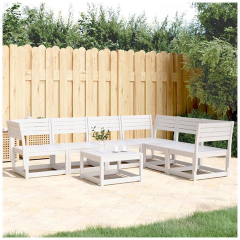 Set Divani Da Giardino 6 Pz Bianco In Legno Massello Di Pino - Foto 8