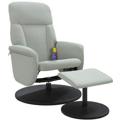 Lusso Casadino -  Poltrona Massaggio Reclinante Poggiapiedi Grigio Chiaro Velluto - Foto 2