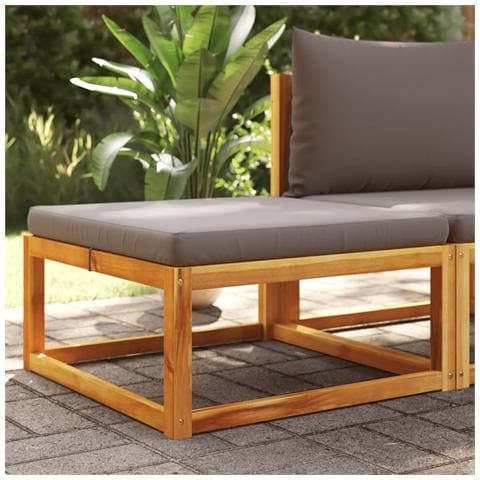 Poggiapiedi Giardino con Cuscino 65x65x29 Legno Massello Acacia - Foto 2