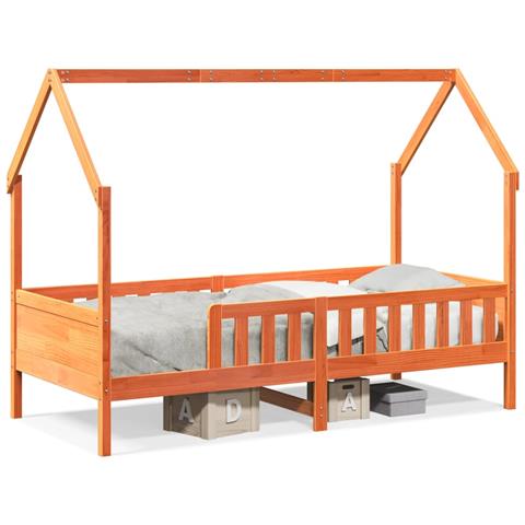 Giroletto Casetta Bambini Marrone Cera 80x200 cm Massello Pino - Foto 1