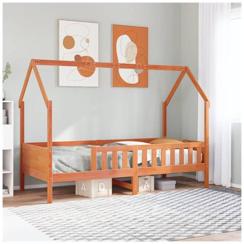 Giroletto Casetta Bambini Marrone Cera 80x200 cm Massello Pino - Foto 2